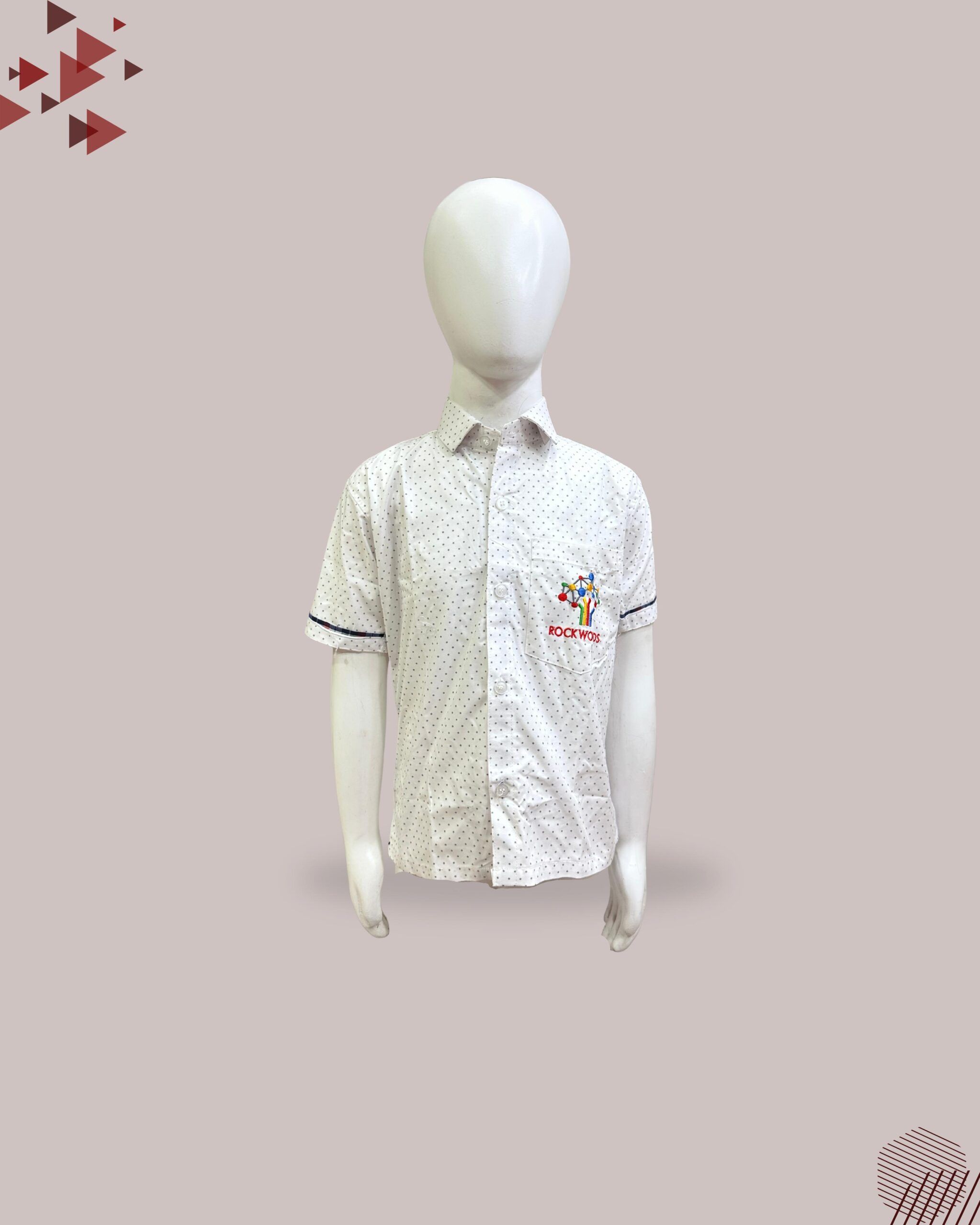Mahaveer Uniforms - White School Uniform Shirt Embroidered